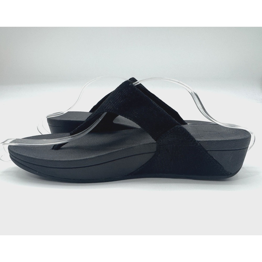 Fit Flop Black 9 Sandal Lulu Shimmerlux Wedge Thong Ortho Ergonomic Arch Support